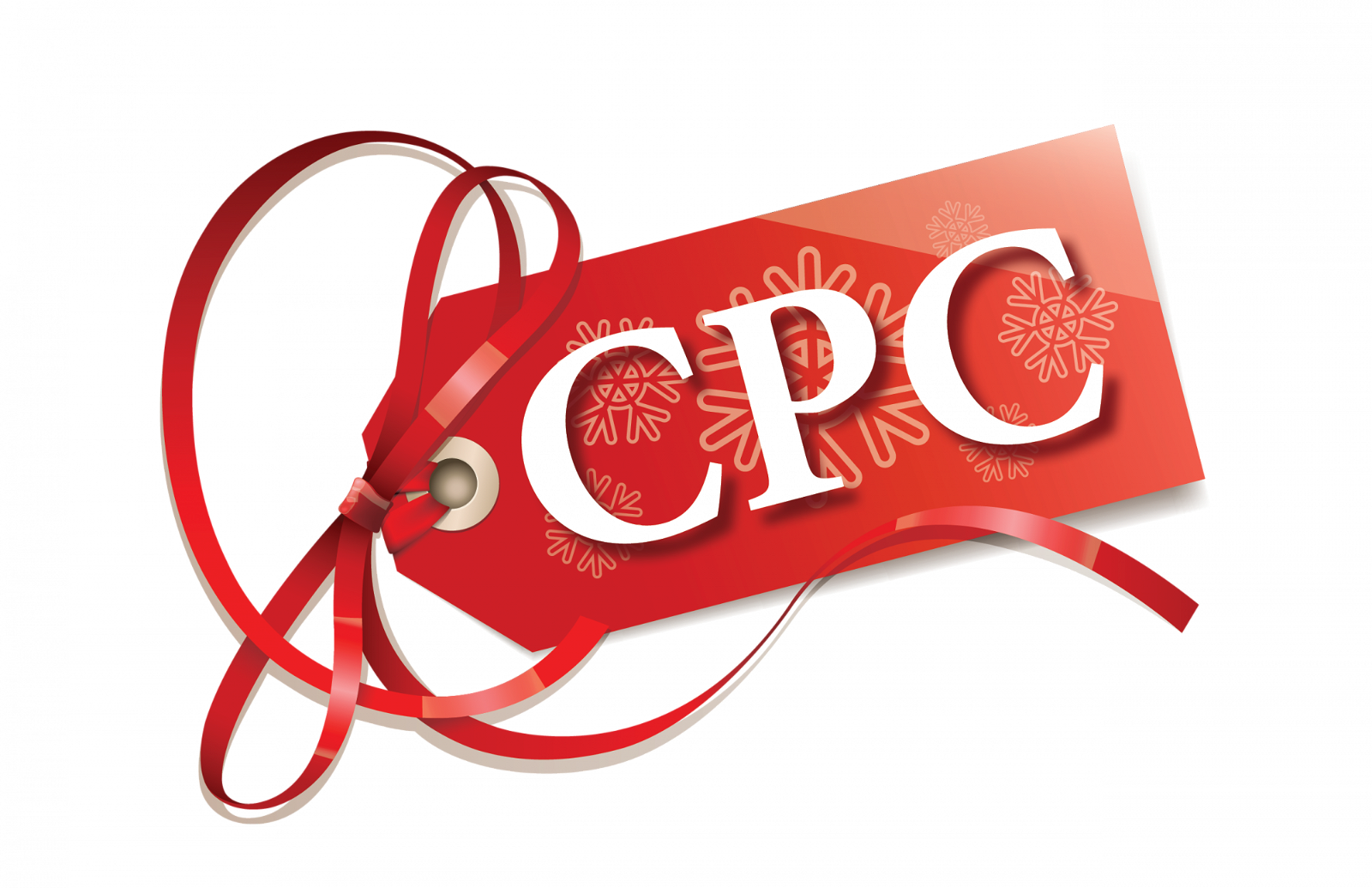 Christmas Party Club logo which is a red gift tag with the letters CPC